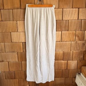 Carly Jean Los Angeles Light Cream Elastic-Waist Wide-Leg Sweatpants